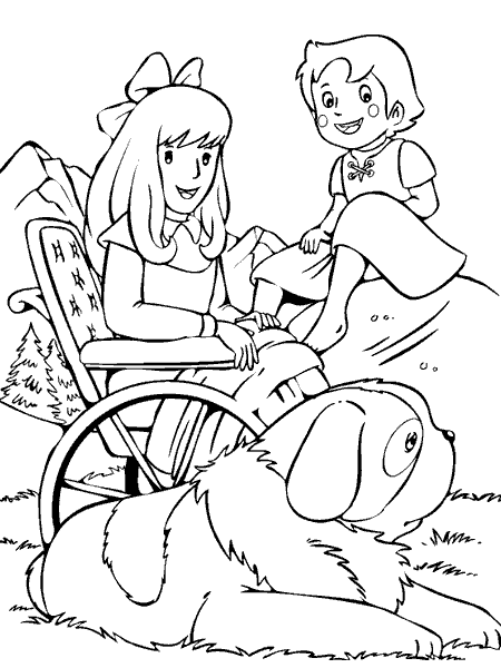 coloriage heidi avec un joli st-bernard